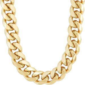 LIFETIME JEWELRY 11mm Cuban Link Miami Curb Chain Necklace for Men Women Diamond Cut 24k Real Gold Plated