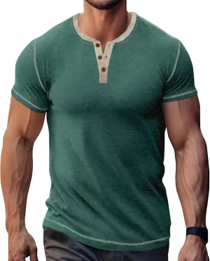 LOGEEYAR Men's Henley Shirts Short Sleeve Basic Casual Shirt Lightweight Button T-Shirts