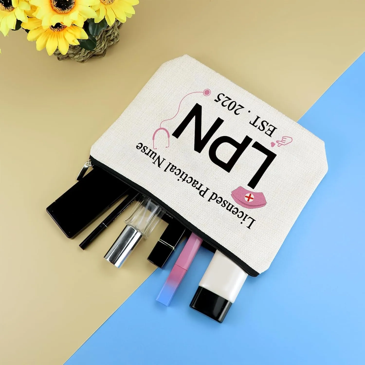 LPN Nurse Gifts Licensed Practical Nurse Gifts Makeup Bag Nursing Graduation Gift Cosmetic Bag Birthday Christmas Nurses Week Gift for LPN Nurses RN Medical Student Inspirational Present Travel Pouch