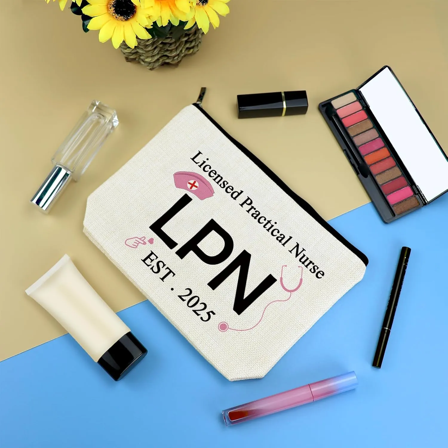 LPN Nurse Gifts Licensed Practical Nurse Gifts Makeup Bag Nursing Graduation Gift Cosmetic Bag Birthday Christmas Nurses Week Gift for LPN Nurses RN Medical Student Inspirational Present Travel Pouch