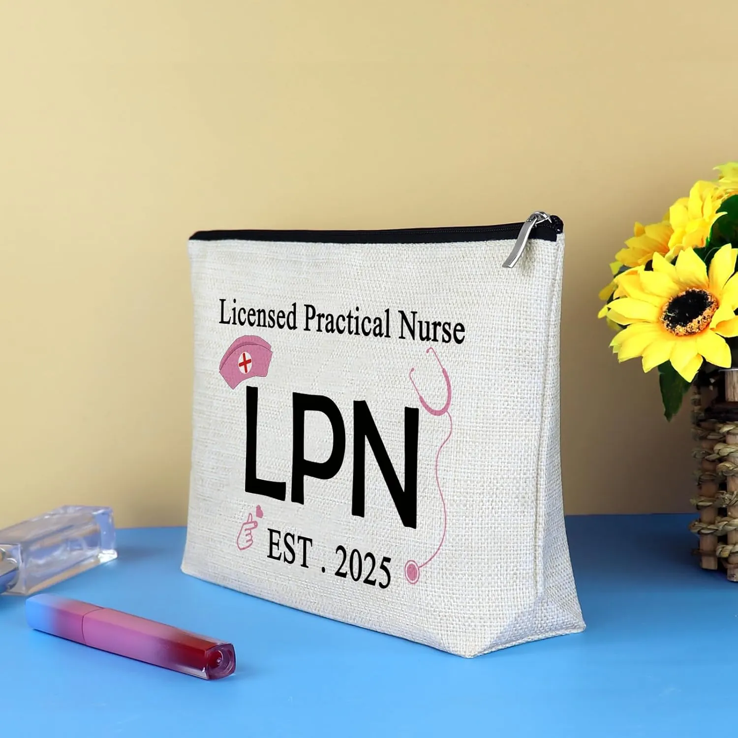 LPN Nurse Gifts Licensed Practical Nurse Gifts Makeup Bag Nursing Graduation Gift Cosmetic Bag Birthday Christmas Nurses Week Gift for LPN Nurses RN Medical Student Inspirational Present Travel Pouch