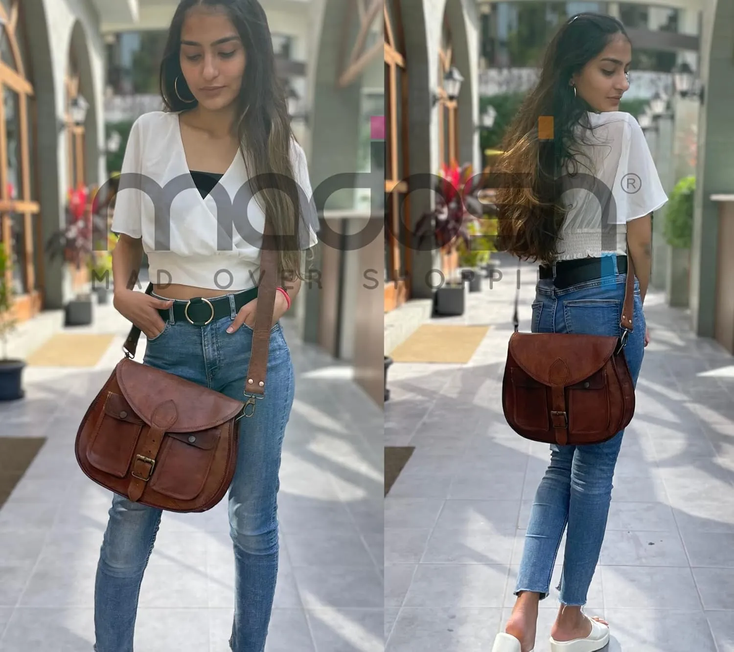 Madosh, Women's Leather Crossbody Satchel Handbag Shoulder Handmade Messenger Style Bag Sling Purse
