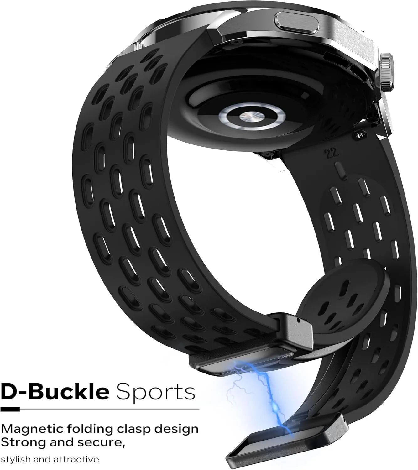 Magnetic Watch Band 18mm 19mm 20mm 22mm Quick Release Silicone Sport Sweatproof Breathable Watch Band for Men Women, Soft Silicone Sport Watch Strap