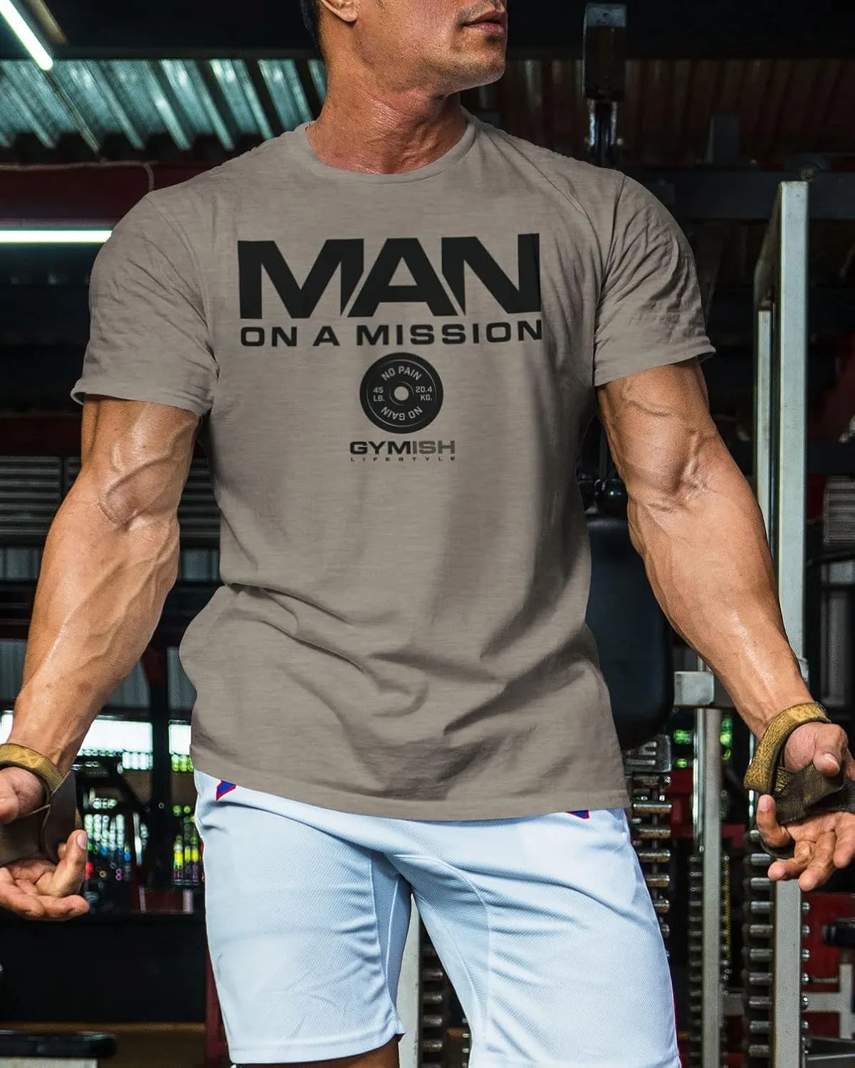 Man on Mission Workout Shirts for Men, Motivational Gym Funny Lifting T-Shirts