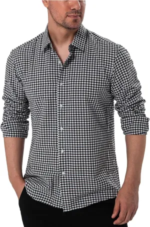 Manwan walk Men's Plaid Button Down Shirts Regular Fit Long Sleeve Casual Business Shirts