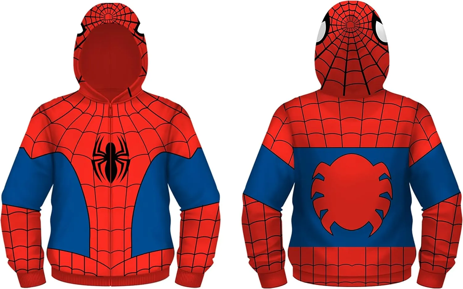 Marvel Spider-Man Superhero Cosplay Hoodie, Cozy Zip Up Jacket, Boys & Toddler