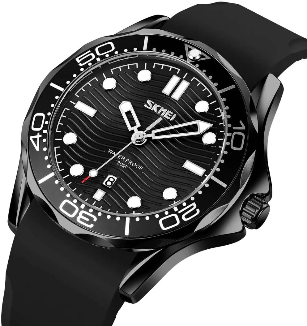 MASTOP Mens Luxury Watches Rotatable Bezel Luminous Function Analog Quartz Wristwatch Business Fashion Dress Stainless Steel Dial Silicone Watch for Men