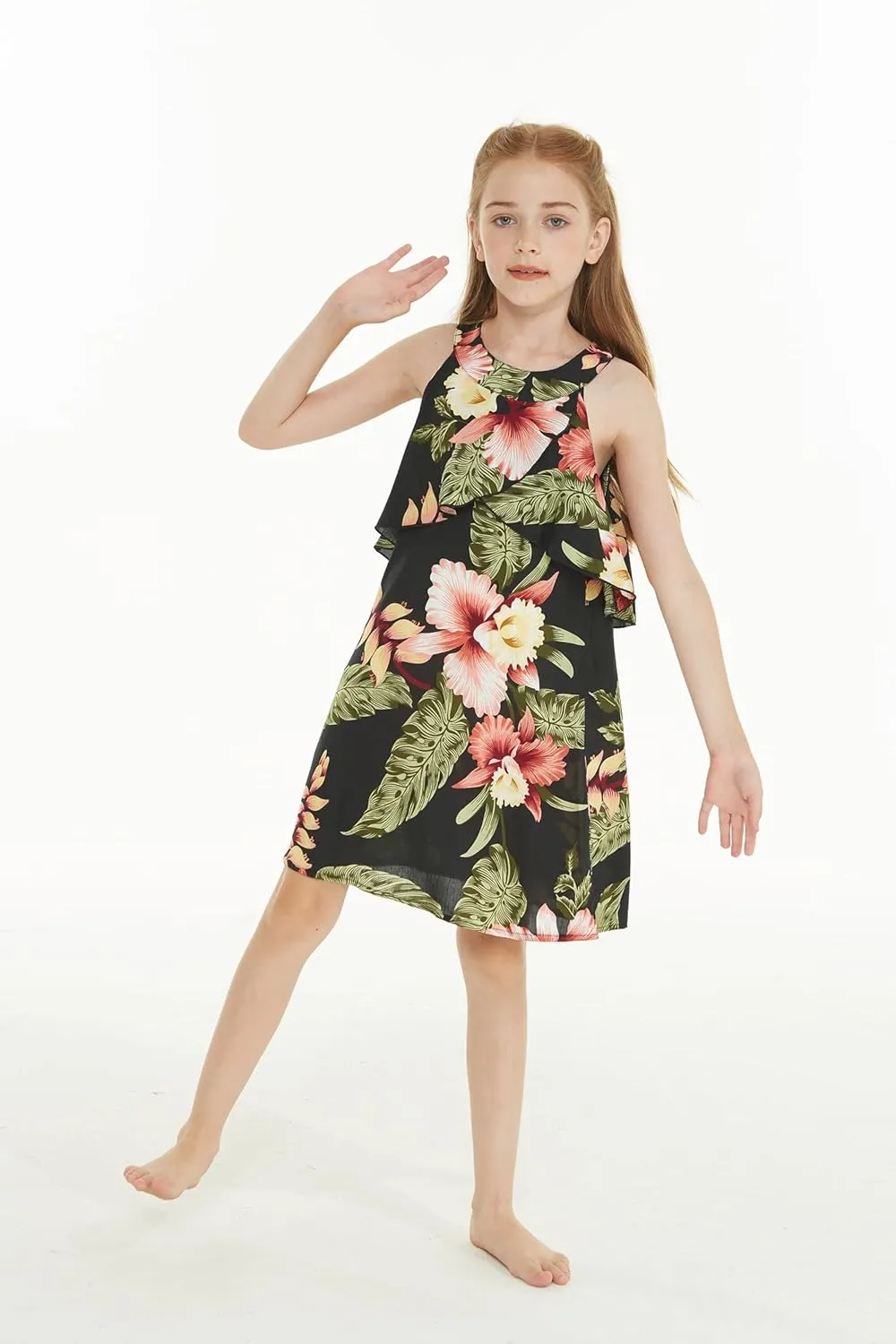 Matchable Family Hawaiian Luau Men Women Girl Boy Clothes in Black Rafelsia