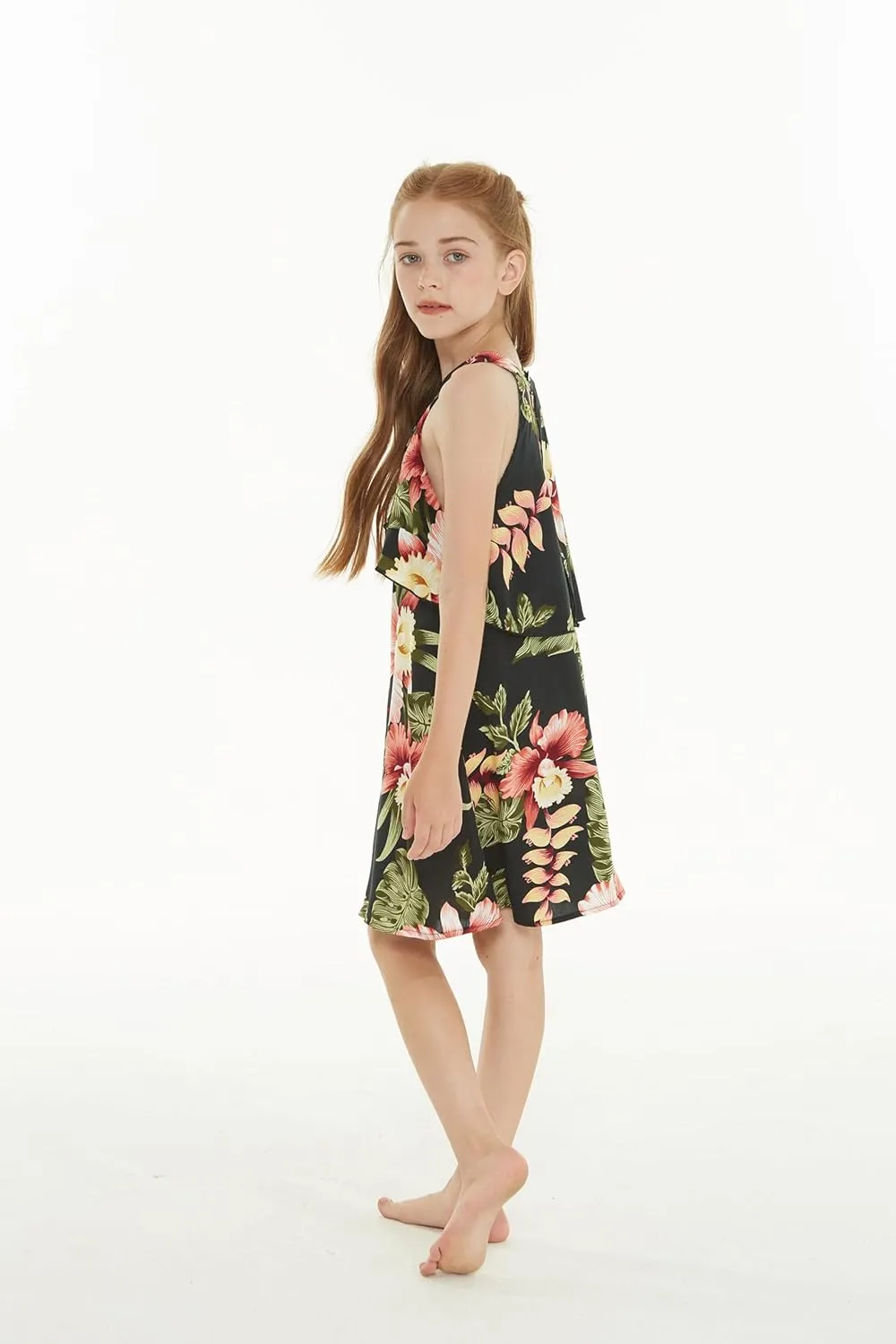 Matchable Family Hawaiian Luau Men Women Girl Boy Clothes in Black Rafelsia