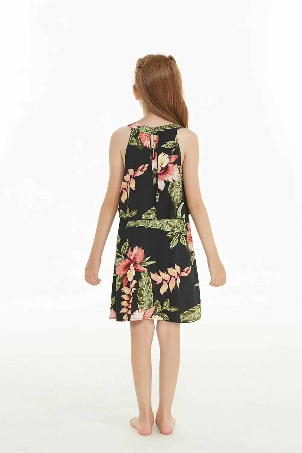 Matchable Family Hawaiian Luau Men Women Girl Boy Clothes in Black Rafelsia