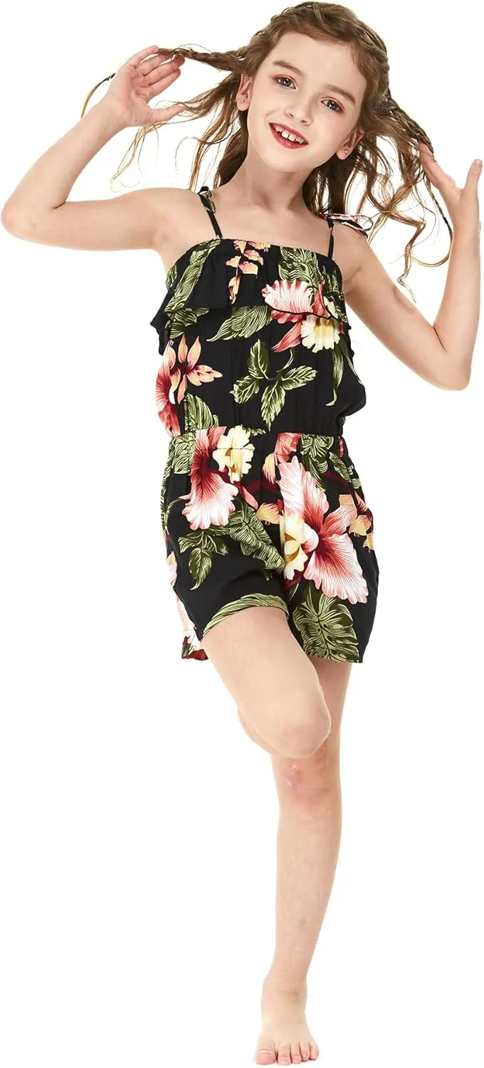 Matchable Family Hawaiian Luau Men Women Girl Boy Clothes in Black Rafelsia