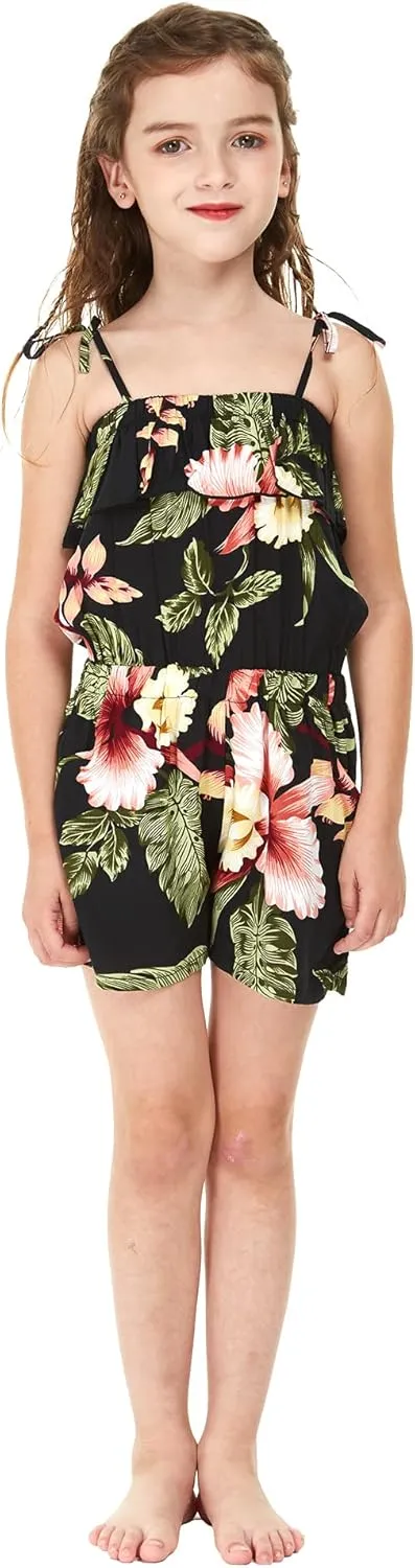 Matchable Family Hawaiian Luau Men Women Girl Boy Clothes in Black Rafelsia