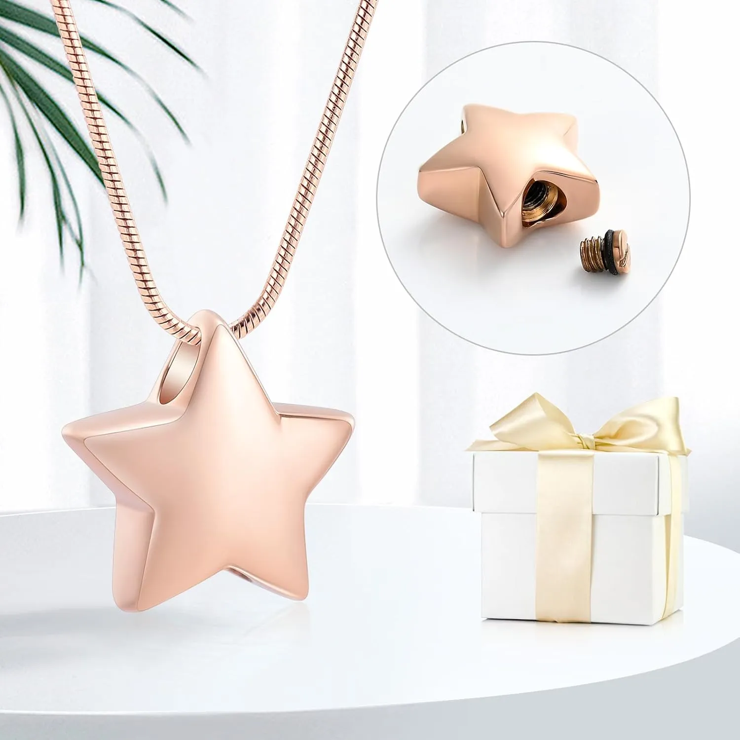 memorial jewelry Small Star Charm Cremation Urn Pendant Ashes Memorial Necklace for Woman Free Filling Kits Include