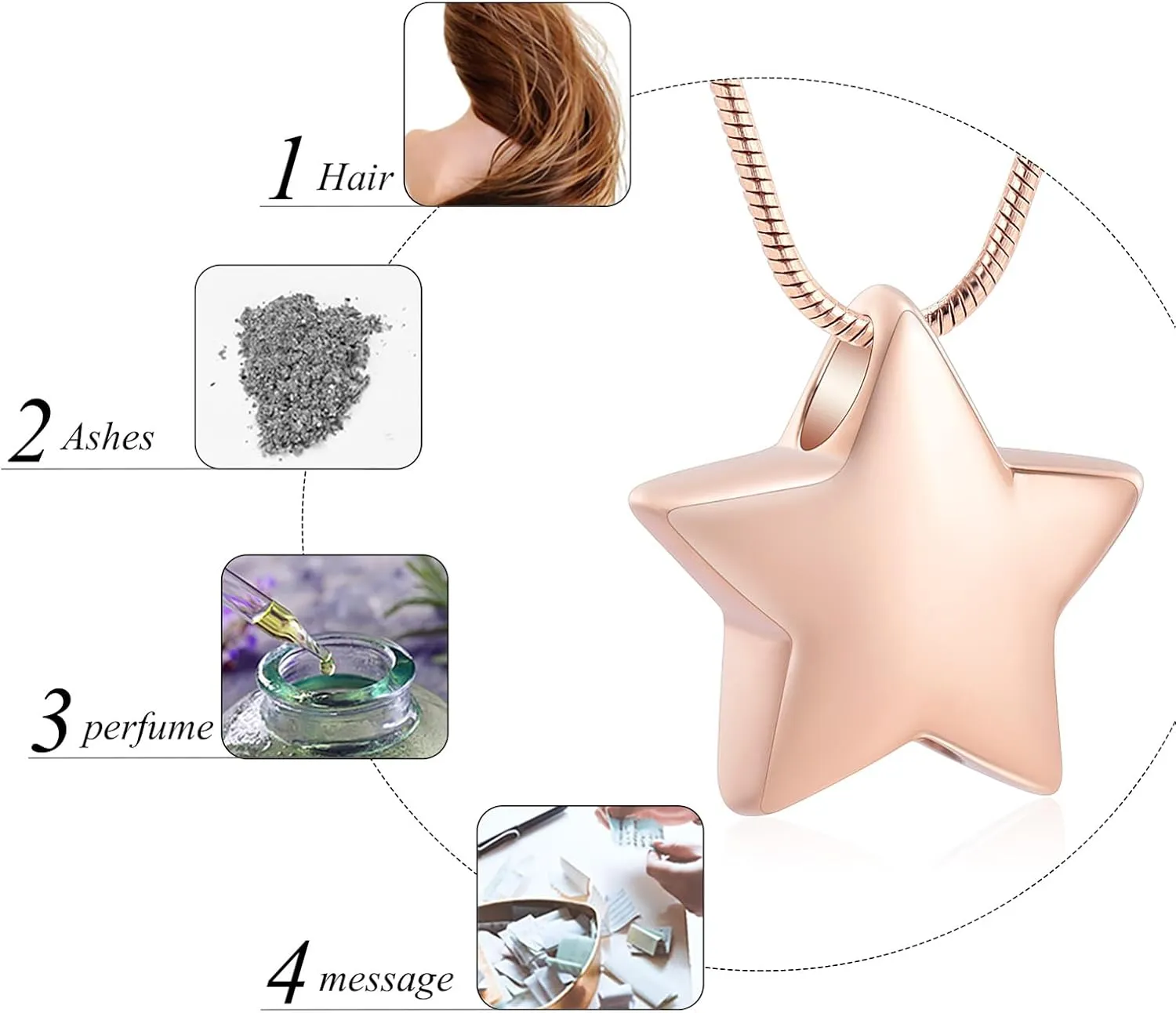 memorial jewelry Small Star Charm Cremation Urn Pendant Ashes Memorial Necklace for Woman Free Filling Kits Include