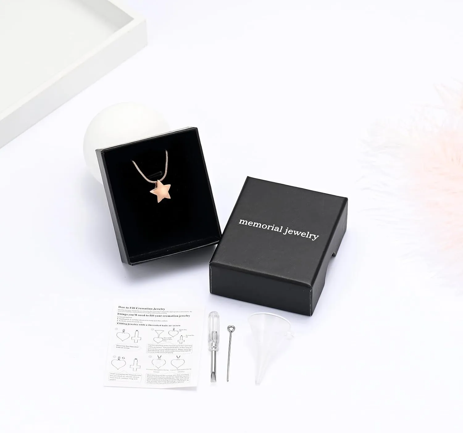 memorial jewelry Small Star Charm Cremation Urn Pendant Ashes Memorial Necklace for Woman Free Filling Kits Include