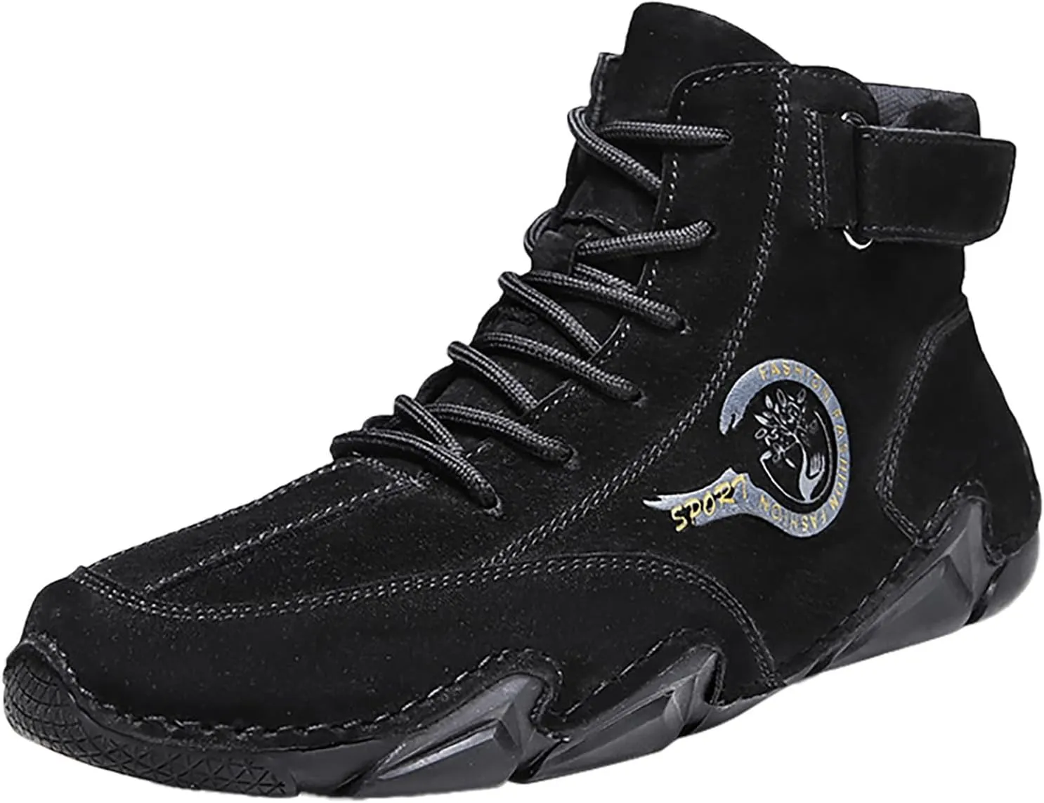 Men's Athletic Running Shoes High Top Hook Loop Short Boots Suede Lace Up Shoes Arch Sneaker Insoles Men Memory Foam