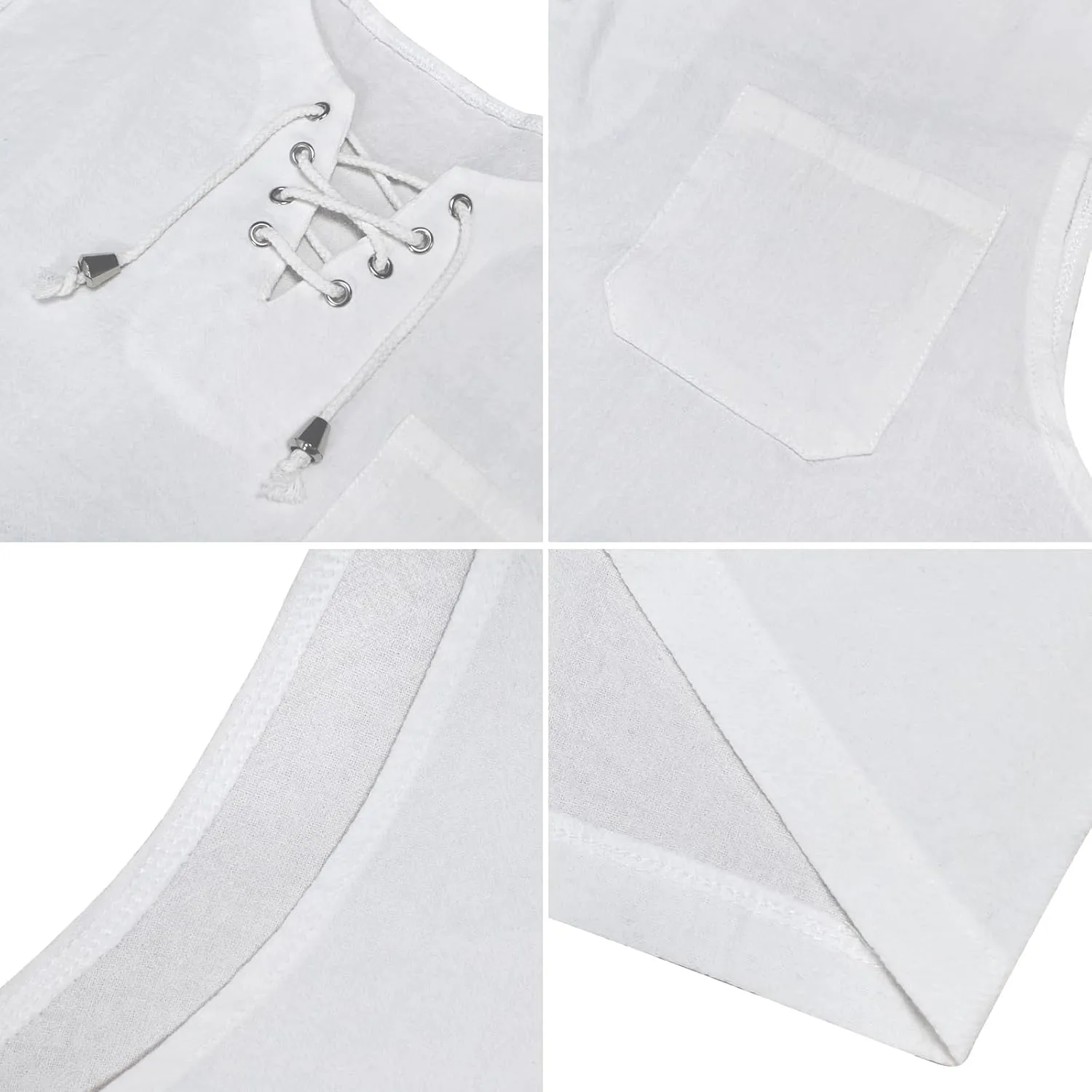 Men's Cotton Linen Tank Tops Casual Summer Linen Beach Shirts Loose Fit Sleeveless Hippie Viking Tunic