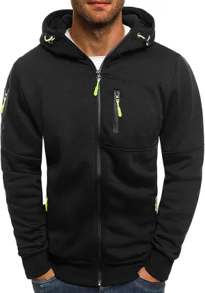 Mens Fleece Full-zip Hoodie Men's Spring And Autumn Long Sleeve Half Zip Hoodie Hooded Sweatshirt Top Outdoor