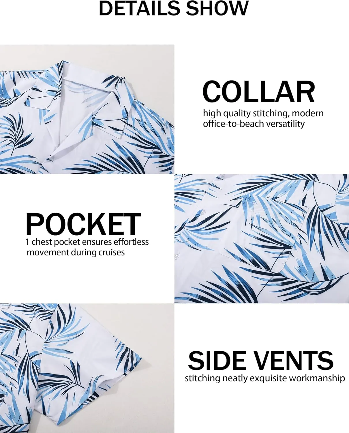 Mens Hawaiian Shirts Short Sleeve Button Down Tropical Shirts Casual Beach Shirt Men