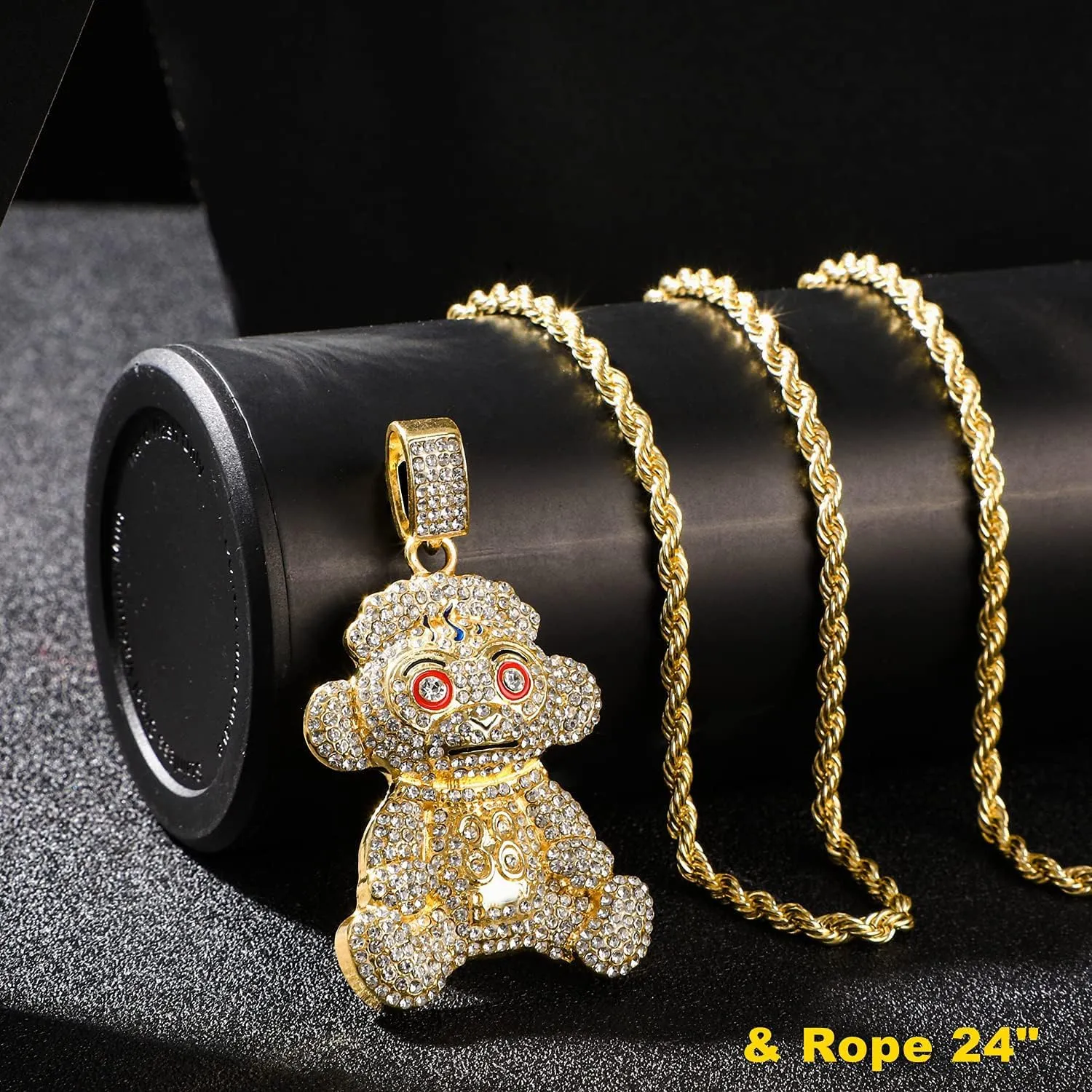 Mens Hip Hop Iced Out Chain Necklaces Silver Gold Monkey | Bear | Lion Pendant Chains Bling Rapper Jewelry