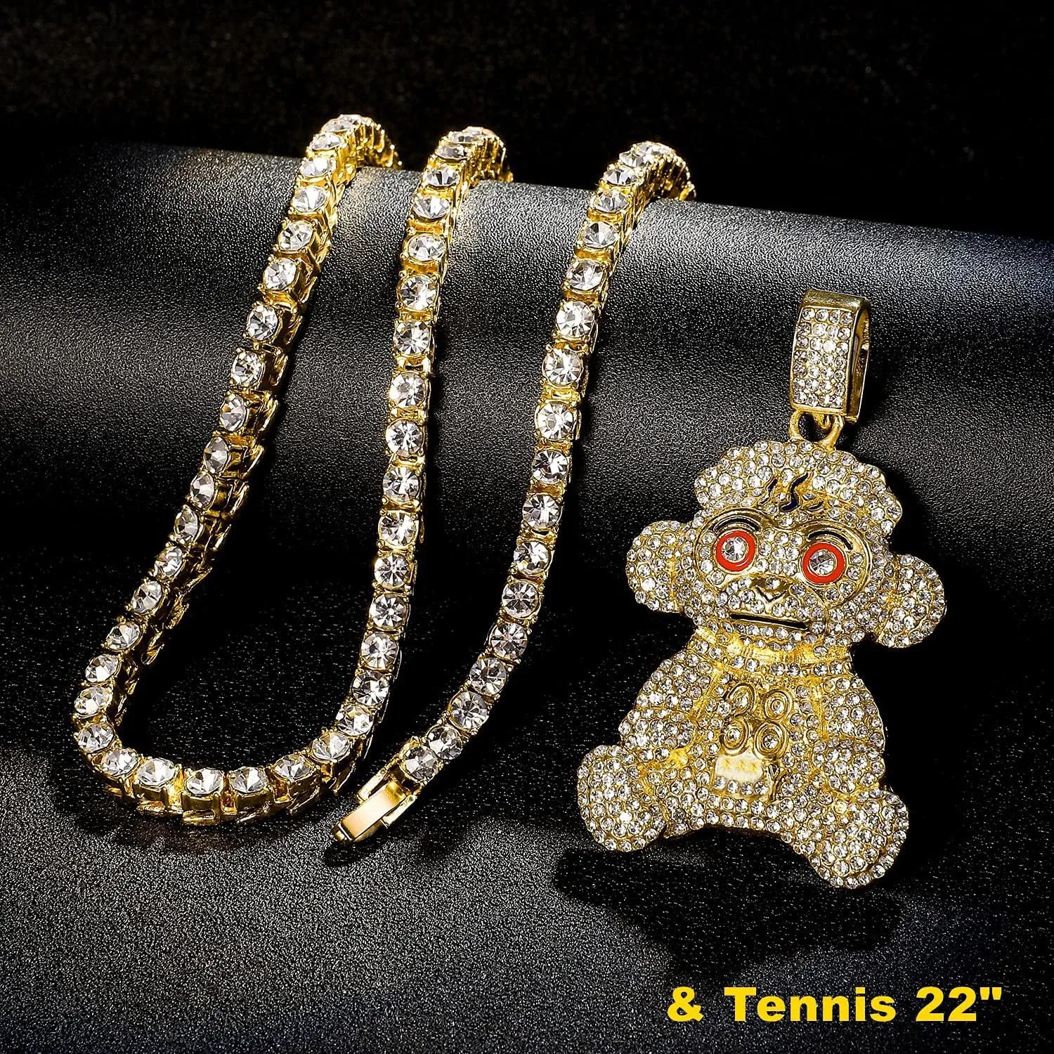 Mens Hip Hop Iced Out Chain Necklaces Silver Gold Monkey | Bear | Lion Pendant Chains Bling Rapper Jewelry