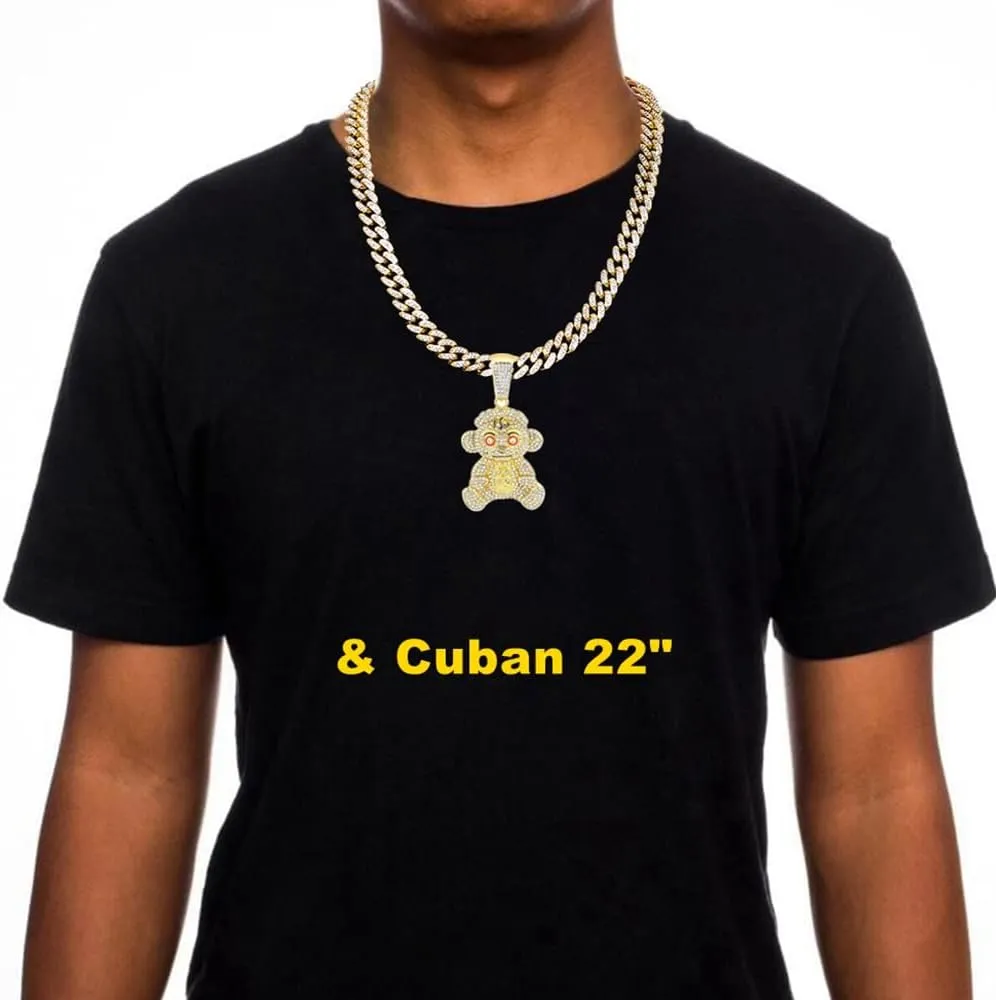 Mens Hip Hop Iced Out Chain Necklaces Silver Gold Monkey | Bear | Lion Pendant Chains Bling Rapper Jewelry