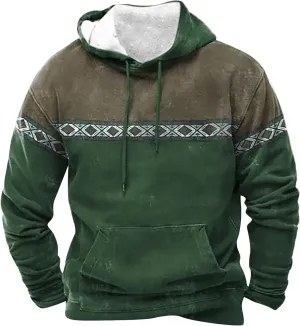 Mens Hoodies Pullover Vintage Long Sleeve Hoodie Half Zipper Hooded Sweatshirt Top Workwear Multi Pocket Men Hoodie