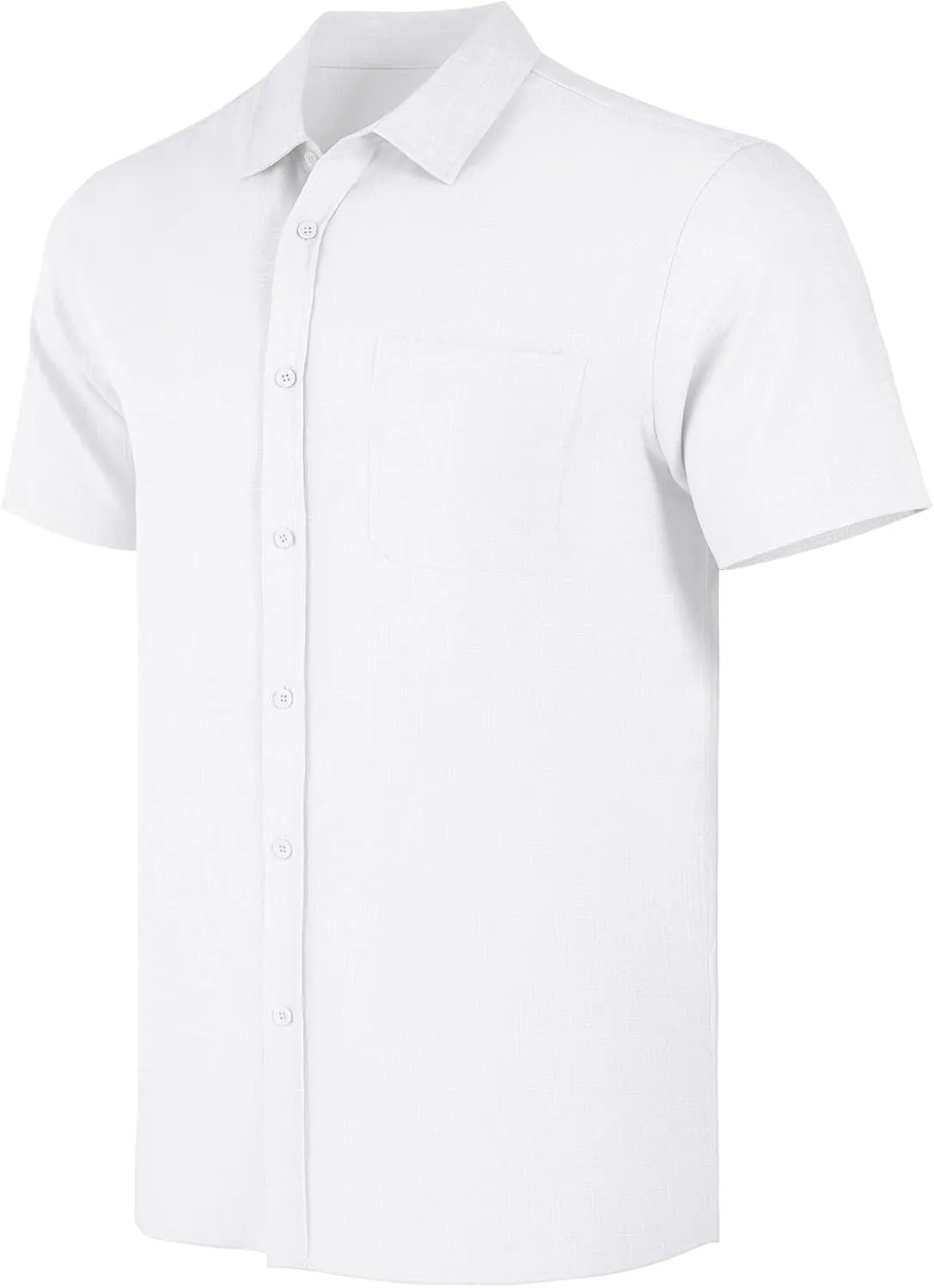 Men's Linen Shirts Button Down Casual Shirts Short Sleeve Beach Summer Tops with Pocket