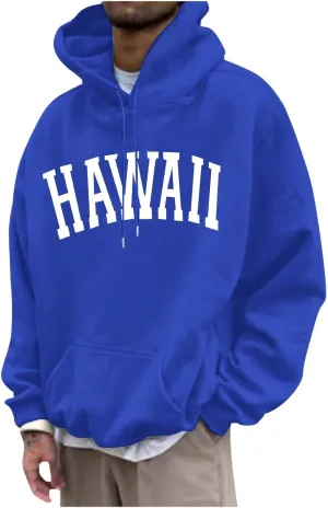 Mens Oversized Hoodie Casual Pullover Long Sleeve Hooded Sweatshirts Trendy Loose Fit Letter Print Hoodies for Men