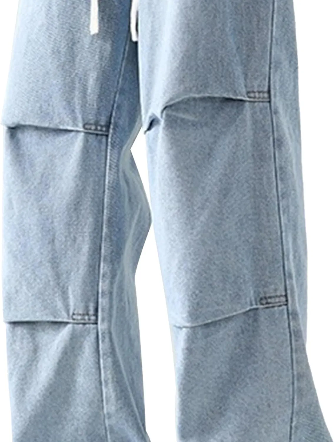 Men's Stretch Jeans Slim Straight Cargo Jeans Straight Comfort Elastic Waist Casual Pants Hip Hop Pants with Pockets