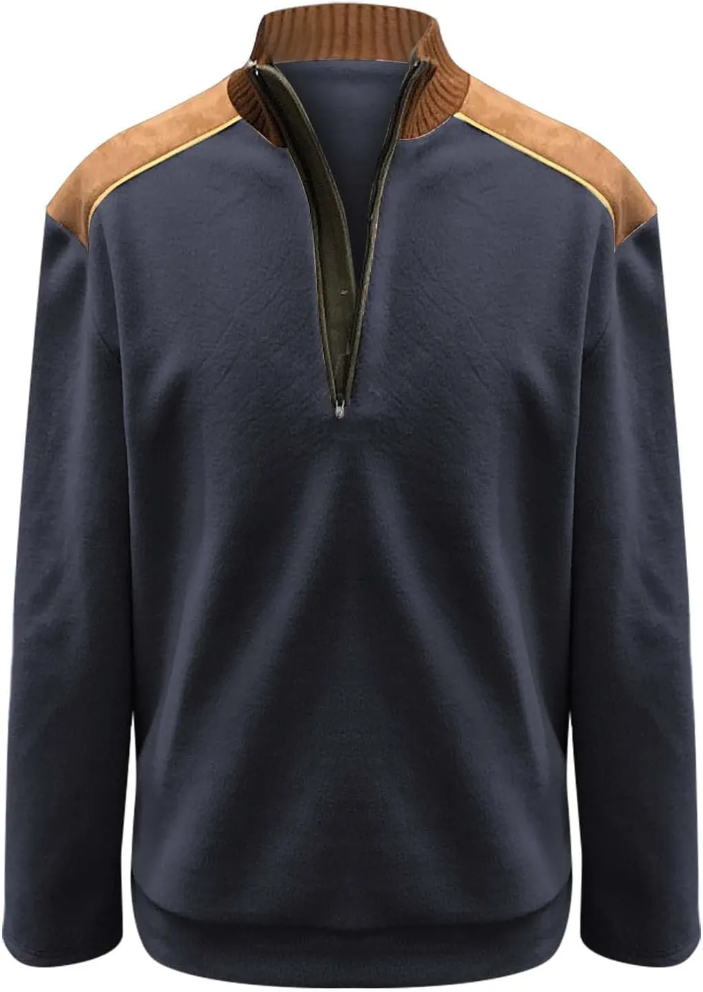 Mens Sweater Fall And Winter Casual Long Sleeved Zipper Shaker Warm Long Sleeved Sweater Tops Men'S Stand Up Collar