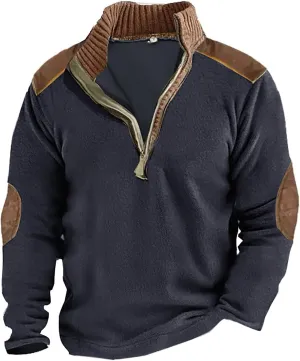Mens Sweater Fall And Winter Casual Long Sleeved Zipper Shaker Warm Long Sleeved Sweater Tops Men'S Stand Up Collar