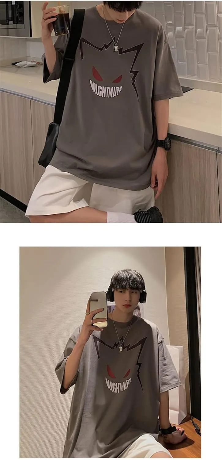 Men's Y2k Graphic Print Oversized T-Shirts Grunge Punk Gtoh Harajuku Shirts Japanese Emo Alt Tops Streetwear Clothing