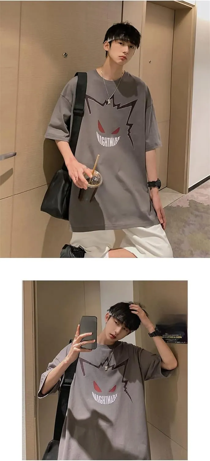 Men's Y2k Graphic Print Oversized T-Shirts Grunge Punk Gtoh Harajuku Shirts Japanese Emo Alt Tops Streetwear Clothing
