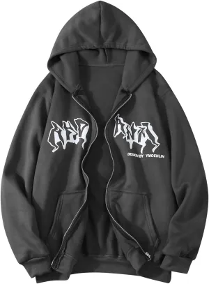 Mens Zip Up Hoodies Trendy Outwear with Pockets Hooded Sweatshirt Loose Fit Casual Fall Spring Warm Slim Fit Sweater Jacket