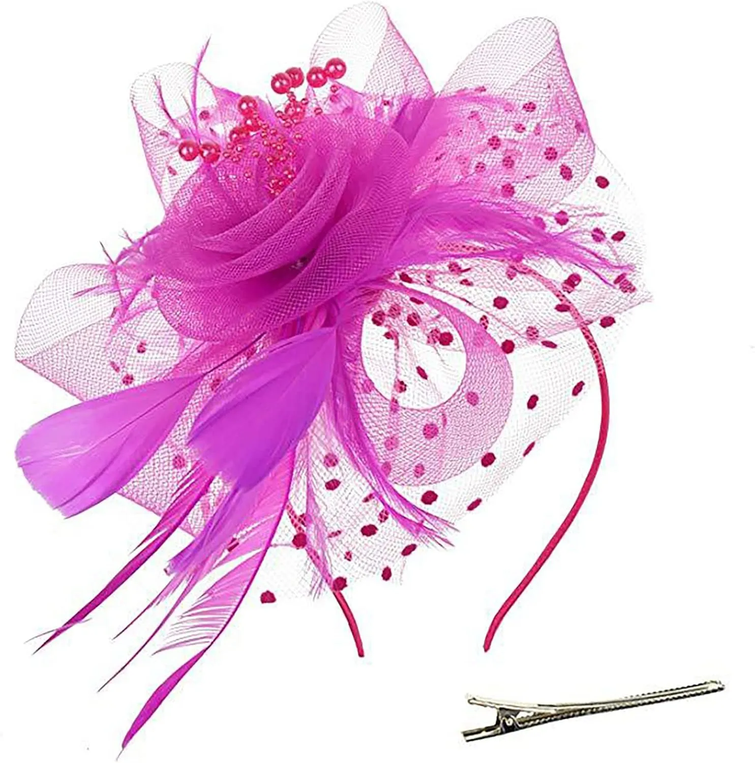Mesh Fascinators for Women Derby Hats Tea Parties Kentucky Hat Headband Hair Clip for Carnival Cocktai