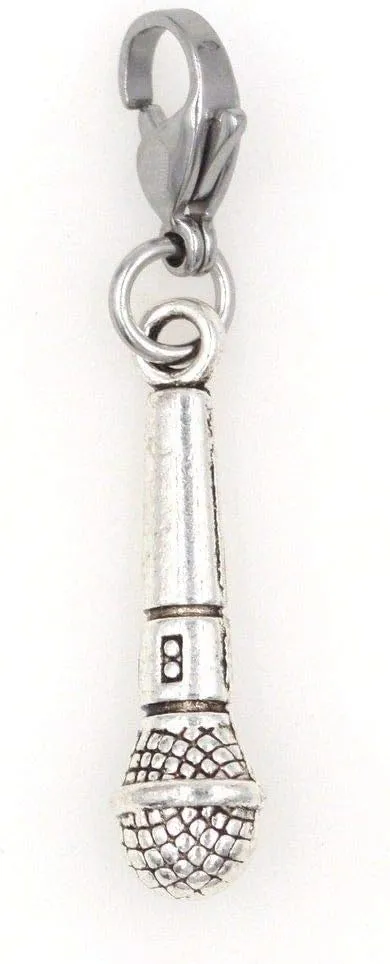Microphone Singer Singing Clip on Charm Perfect for Necklaces Bracelets 101U