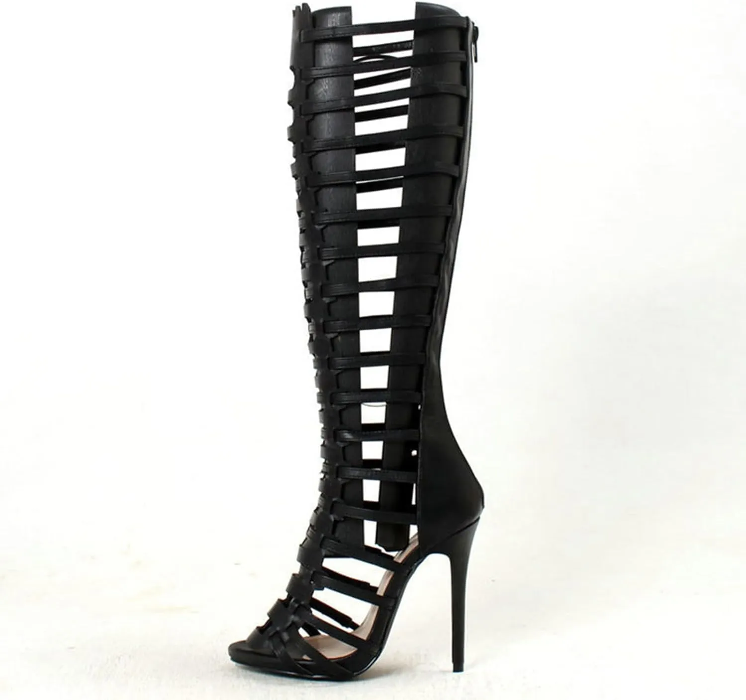 Minishion Gladiator Sandals for Women Tall Heels Stiletto Knee High Summer Boots Shoes