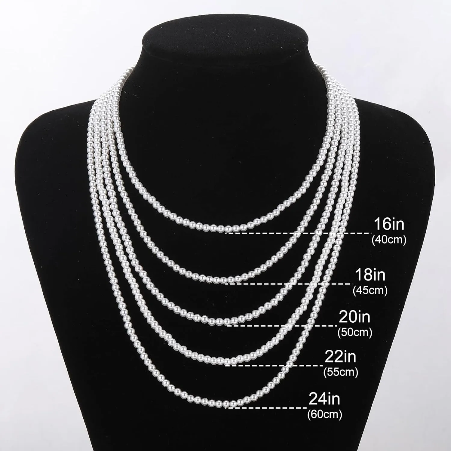 MJartoria Pearl Necklace for Men, 16''-24'' Pearl Necklaces for Women, 6/8mm White Pearl Choker Necklace Trendy Jewelry Gifts for Women Men