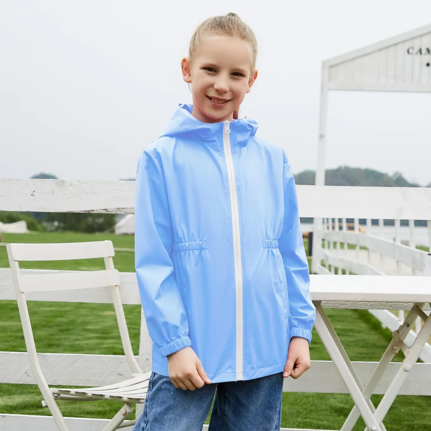 MODAFANS Girls Boys Rain Jacket Lightweight Waterproof Hooded RainCoats Windbreaker for Outdoor 4-13year