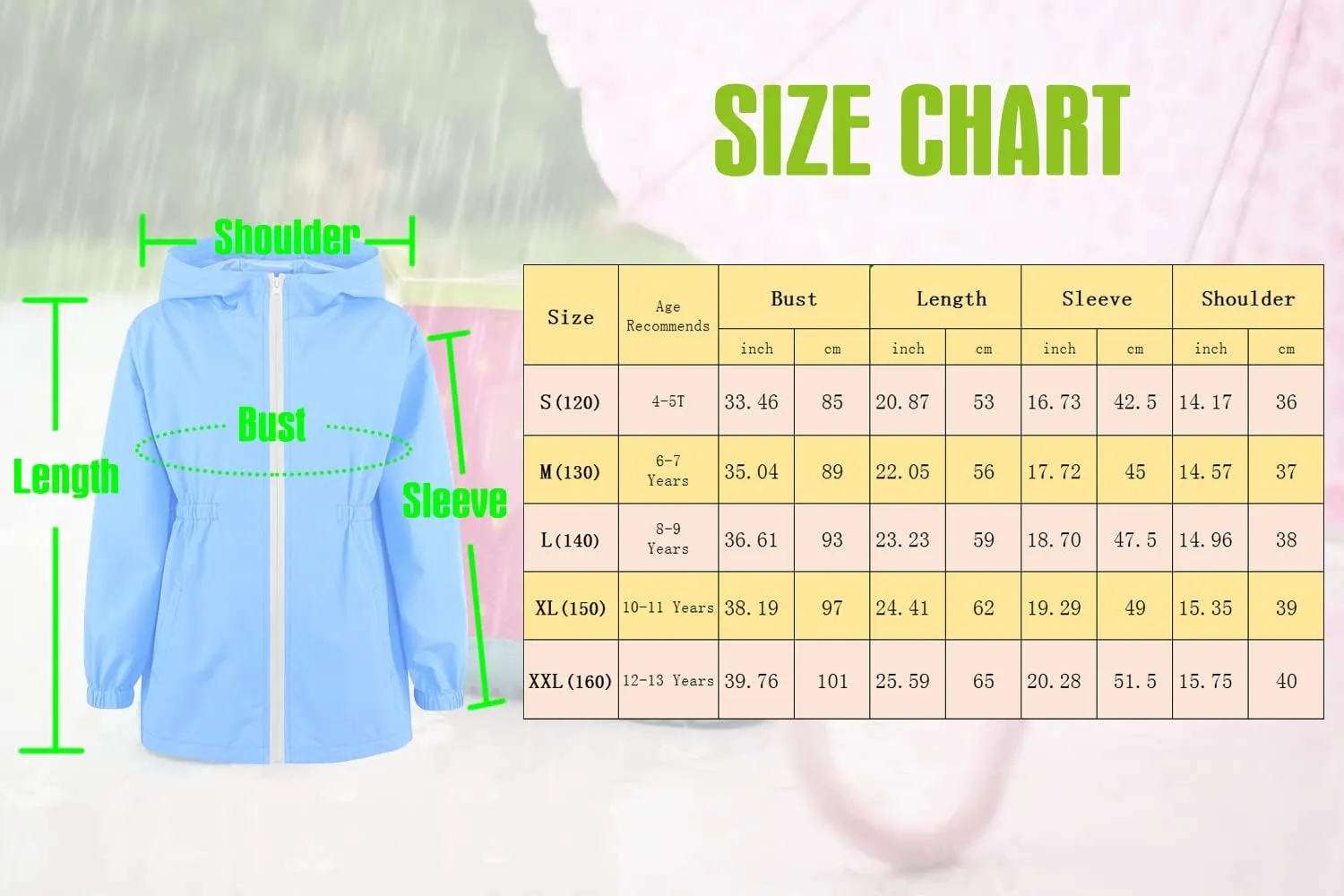 MODAFANS Girls Boys Rain Jacket Lightweight Waterproof Hooded RainCoats Windbreaker for Outdoor 4-13year