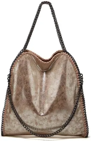 Molodo Trendy Chain Shoulder Bag for Women PU Leather Designer Satchel Bag Large Tote Bag Trendy Hobo Handbag Purses