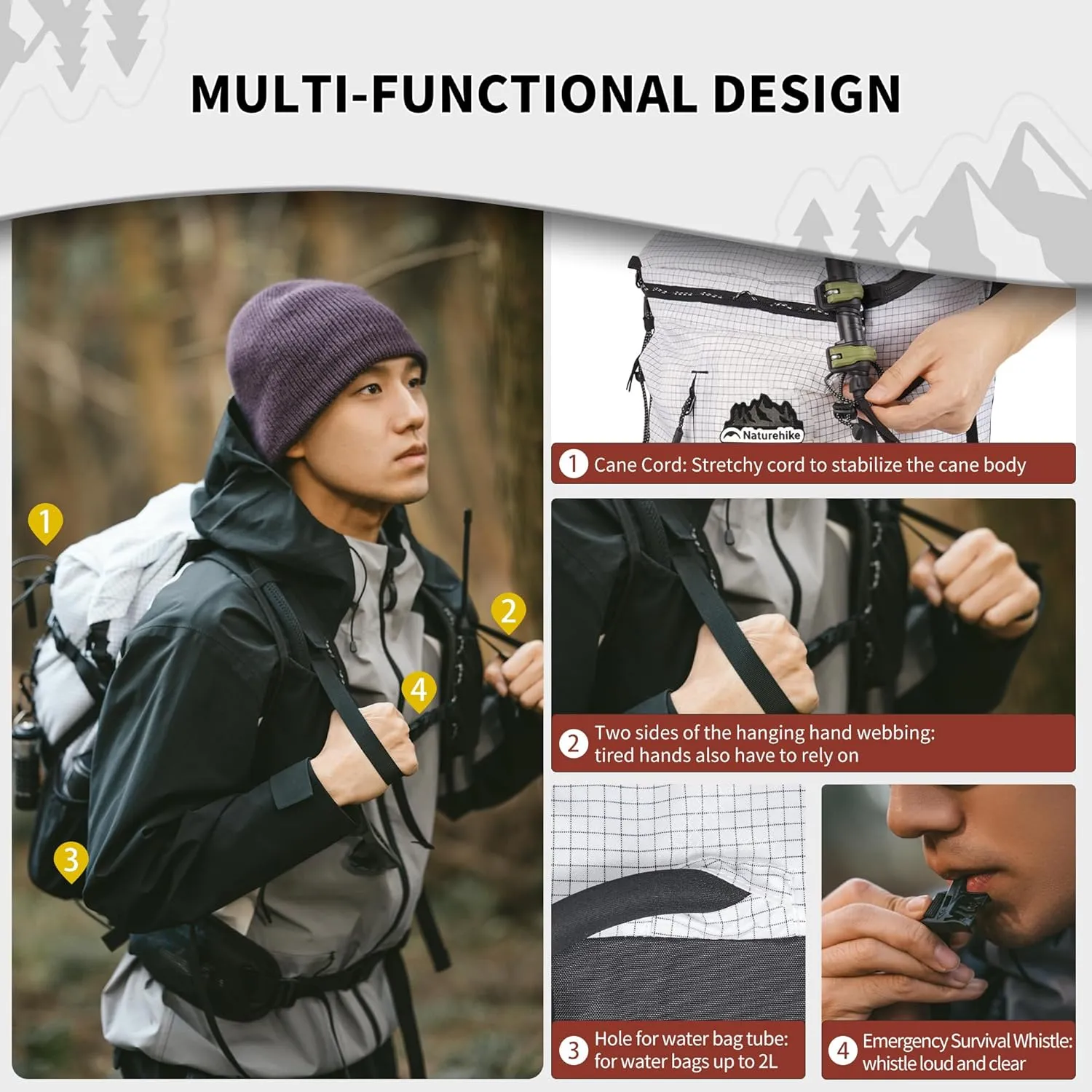 Naturehike Hiking Backpack, 30 5L Travel Backpack with Macromolecule Fabric, Hiking Daypack with AIR Backpack System for Women Men