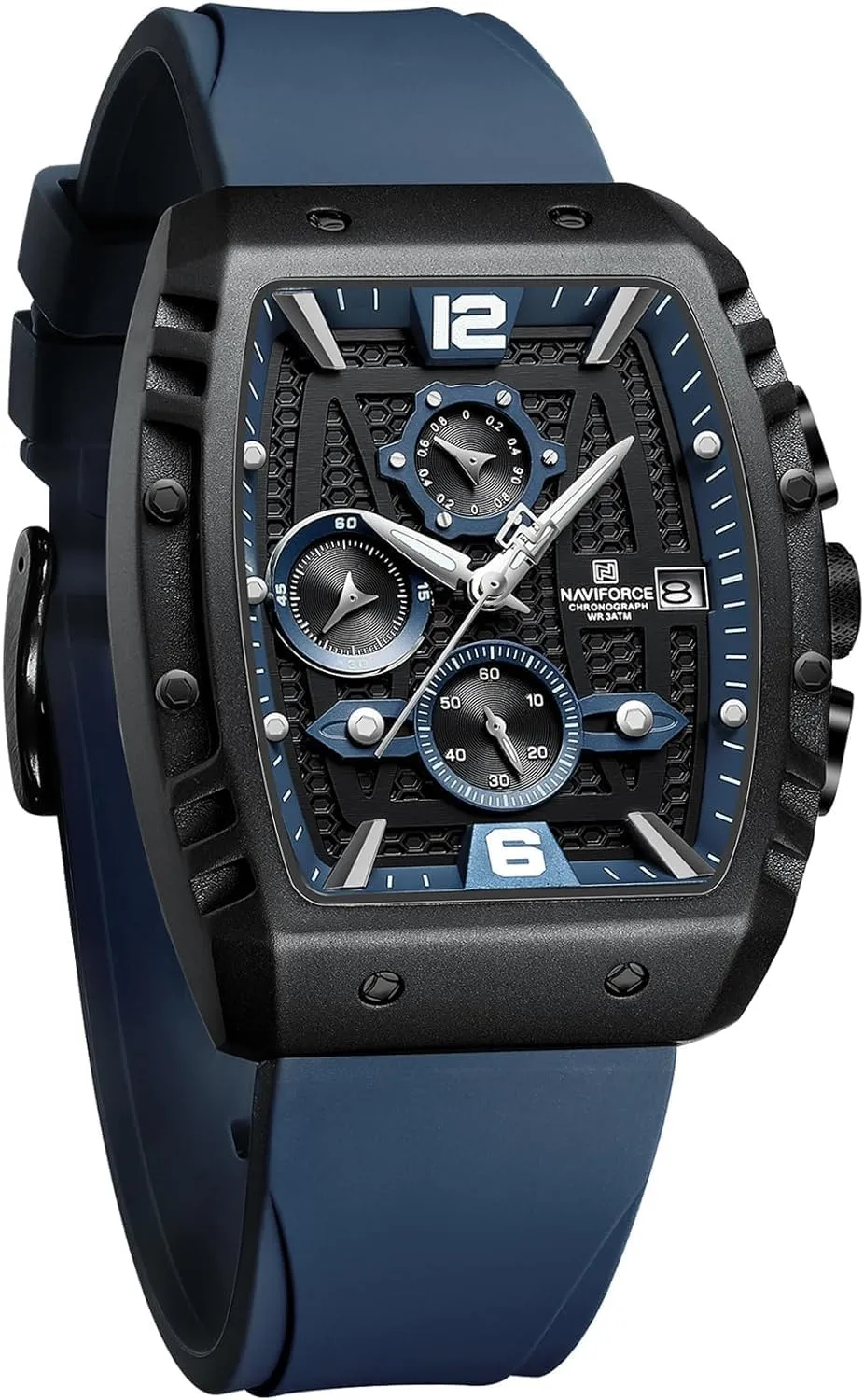 NAVIFORCE Waterproof Chronograph Sport Watch for Men, Colorful Silicone Band, Auto Date Quartz Wristwatch