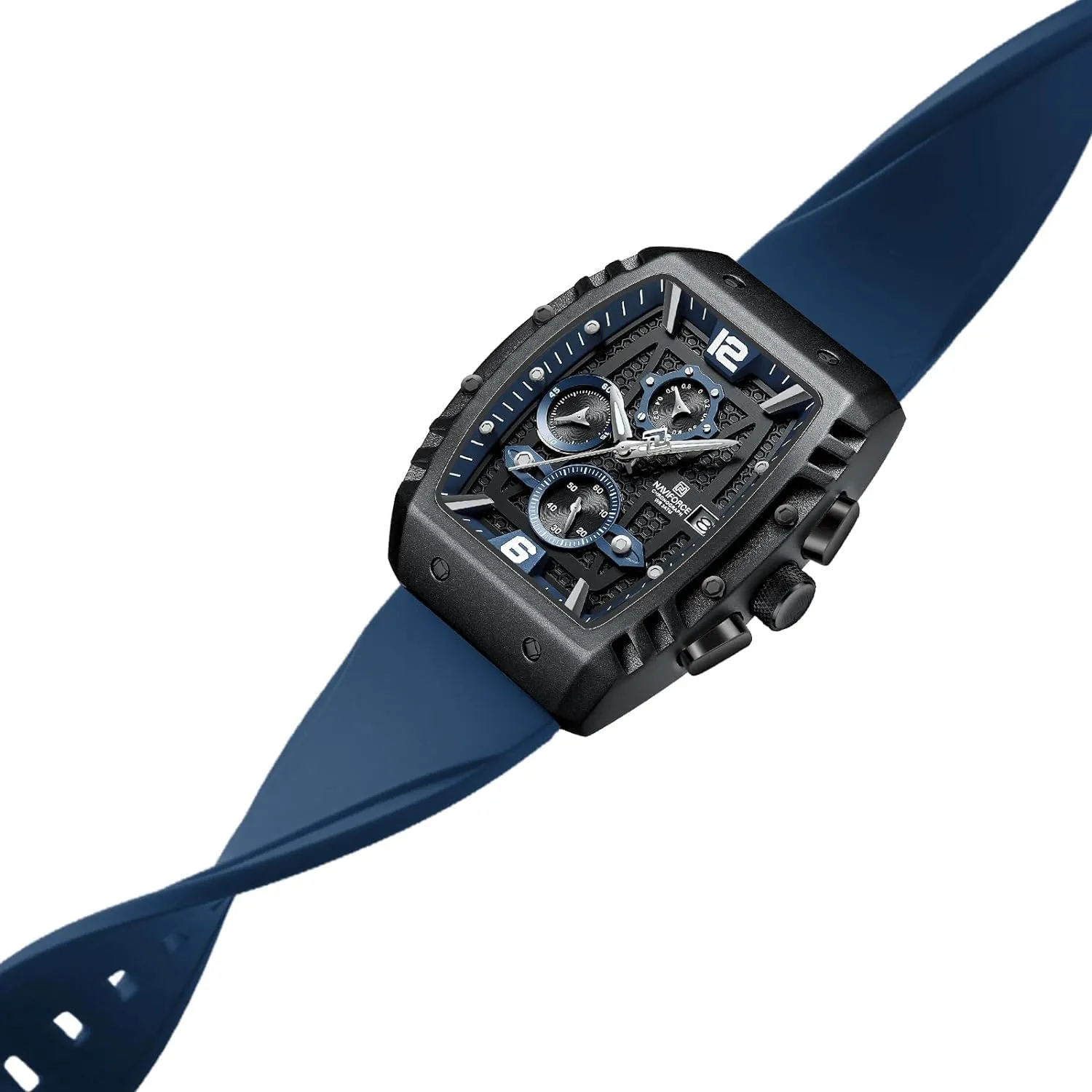 NAVIFORCE Waterproof Chronograph Sport Watch for Men, Colorful Silicone Band, Auto Date Quartz Wristwatch