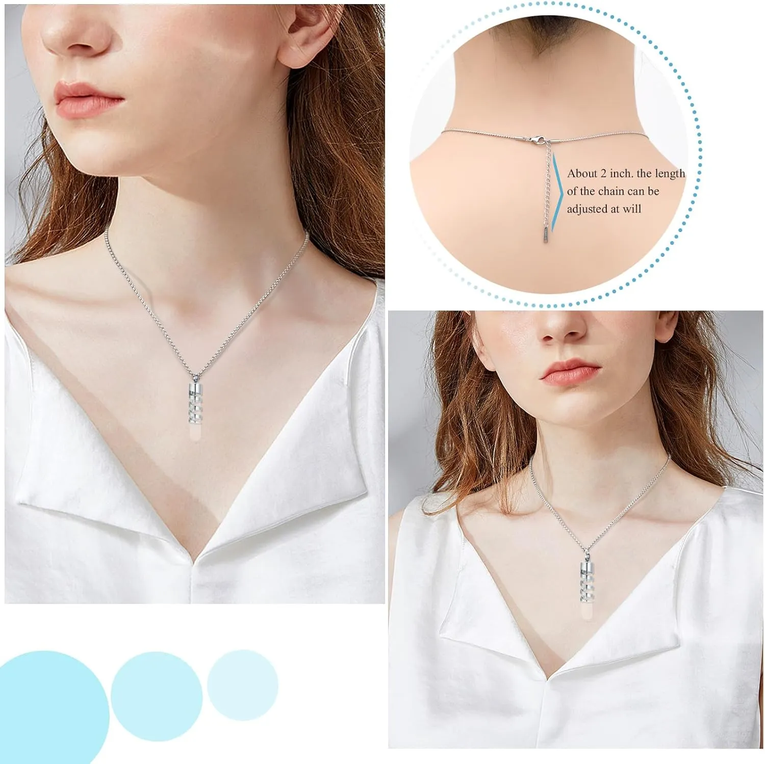 Oinsi Clear Glass Tube Cremation Urn Jewelry Ashes Holder Necklace Keepsake Memorial Pendant Including Box/Fill Kits