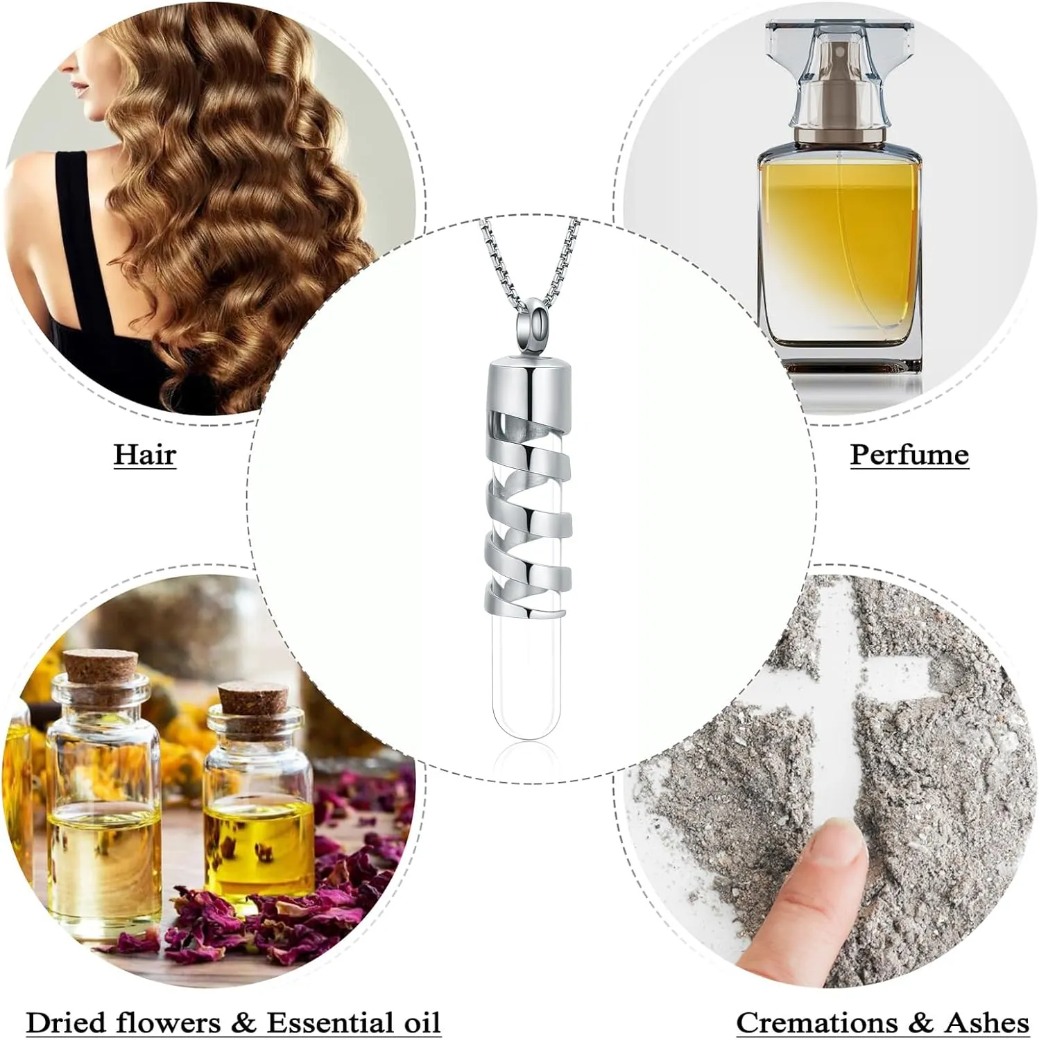 Oinsi Clear Glass Tube Cremation Urn Jewelry Ashes Holder Necklace Keepsake Memorial Pendant Including Box/Fill Kits
