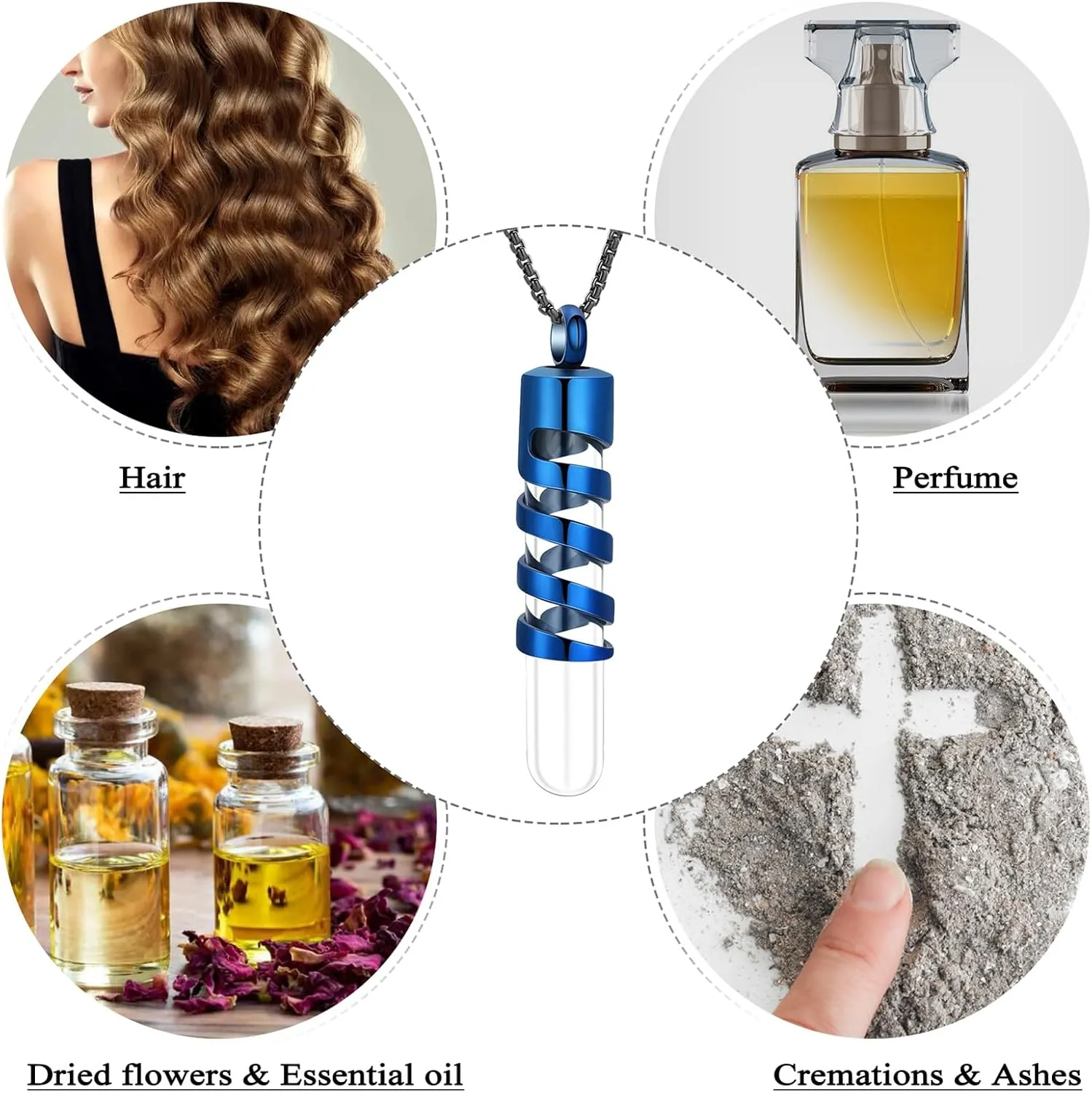 Oinsi Clear Glass Tube Cremation Urn Jewelry Ashes Holder Necklace Keepsake Memorial Pendant Including Box/Fill Kits