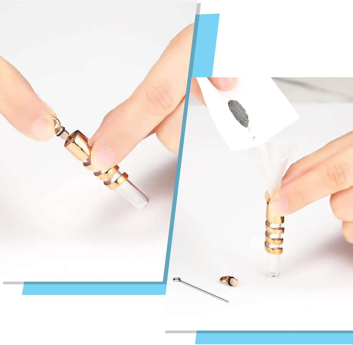 Oinsi Clear Glass Tube Cremation Urn Jewelry Ashes Holder Necklace Keepsake Memorial Pendant Including Box/Fill Kits