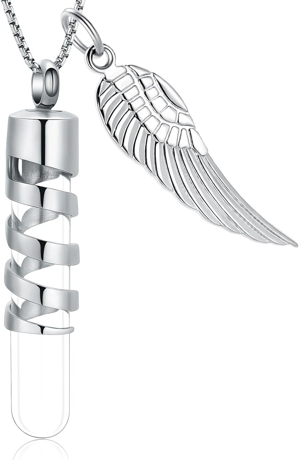Oinsi Clear Glass Tube Cremation Urn Jewelry Ashes Holder Necklace Keepsake Memorial Pendant Including Box/Fill Kits